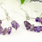 Close up of Natural Amethyst Crystal Chip Earrings