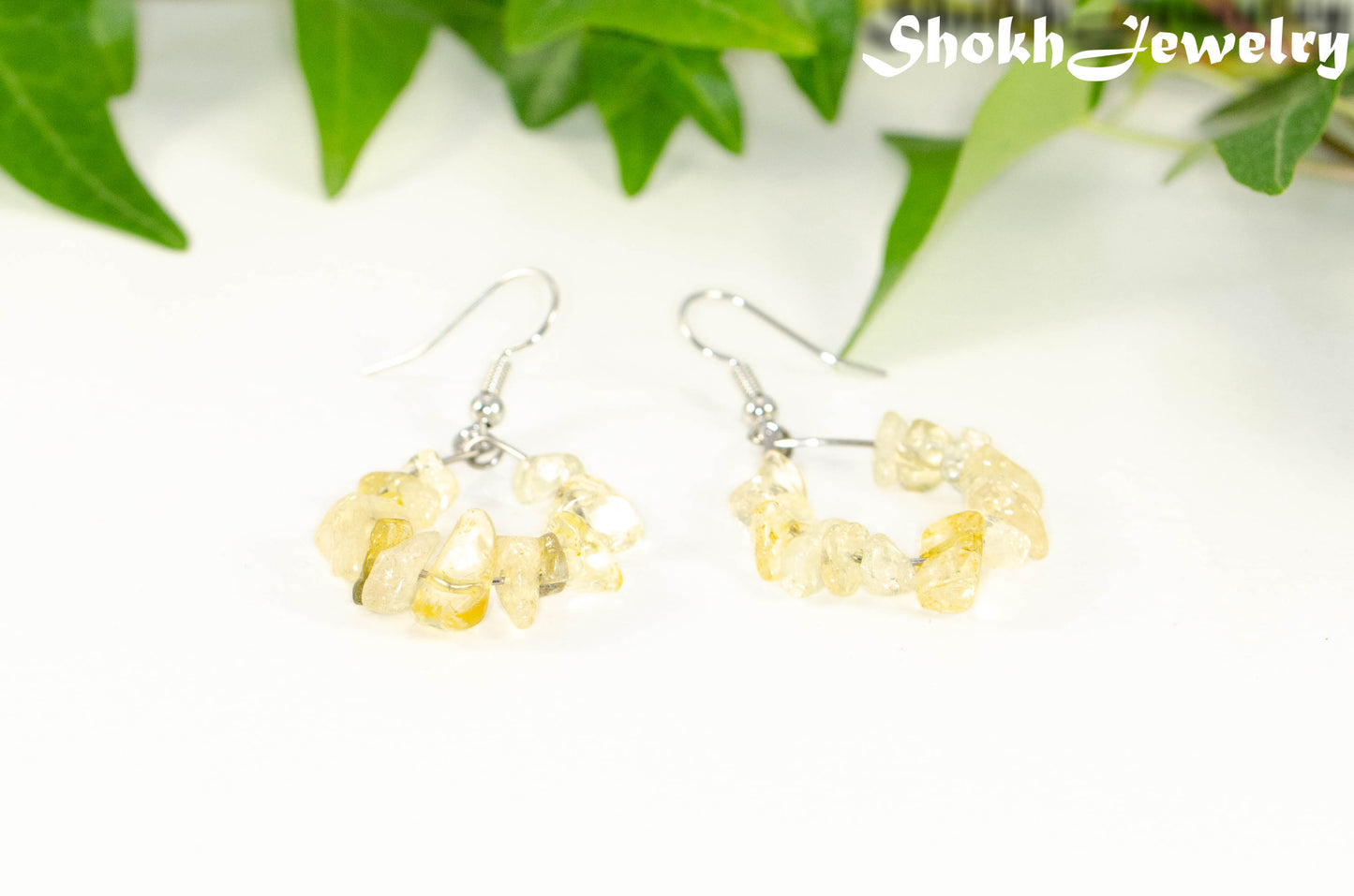 Natural Citrine Crystal Chip Earrings