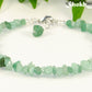 Close up of Natural Green Aventurine Crystal Chip Anklet.
