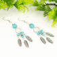 Statement Turquoise Howlite And Feather Earrings.