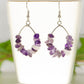 Natural Amethyst Crystal Chip Earrings on a tea cup