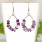 Natural Amethyst Crystal Chip Earrings on a tea cup